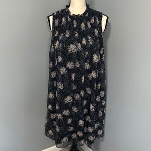 Joie Blue/Cream Sleeveless Mock Neck Lined Dress Sz L